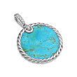 DY Elements® Disc Pendant in Sterling Silver with Turquoise Reversible to Mother of Pearl and Pave Diamonds