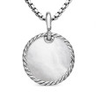 DY Elements® Disc Pendant in Sterling Silver with Turquoise Reversible to Mother of Pearl and Pave Diamonds