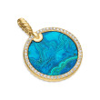 Limited DY Elements® Disc Pendant in 18K Yellow Gold with Chrysocolla and Pave Diamonds