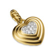 Puffy Heart Amulet in 18K Yellow Gold with Diamonds, 17mm