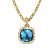 Albion® Pendant in 18K Yellow Gold with Hampton Blue Topaz and Diamonds, 11mm