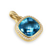 Albion® Pendant in 18K Yellow Gold with Hampton Blue Topaz and Diamonds, 11mm