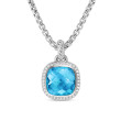 Albion® Pendant in Sterling Silver with Blue Topaz and Diamonds, 11mm