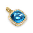 Albion® Pendant in 18K Yellow Gold with Hampton Blue Topaz and Diamonds, 15mm