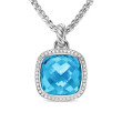 Albion® Pendant in Sterling Silver with Blue Topaz and Diamonds, 15mm