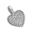 Pavé Heart Amulet in Sterling Silver with Diamonds, 15.6mm