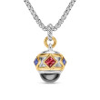 Renaissance® Amulet in Sterling Silver with 14K Yellow Gold, Hematine, Rhodolite Garnet and Iolite, 29mm
