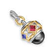 Renaissance® Amulet in Sterling Silver with 14K Yellow Gold, Hematine, Rhodolite Garnet and Iolite, 29mm