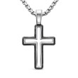 Forged Carbon Cross Pendant in Sterling Silver
