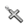 Forged Carbon Cross Pendant in Sterling Silver