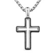Forged Carbon Cross Pendant in Sterling Silver