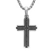 Deco Cross Pendant in Sterling Silver with Pave Black Diamonds
