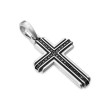 Deco Cross Pendant in Sterling Silver with Pave Black Diamonds