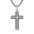Deco Cross Pendant in Sterling Silver with Diamonds, 34mm