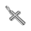 Deco Cross Pendant in Sterling Silver with Diamonds, 34mm