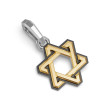 Deco Star of David Amulet in Sterling Silver with 14K Yellow Gold, 19.5mm