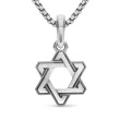 Deco Star of David Pendant in Sterling Silver, 24mm