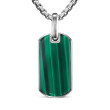 Chevron Tag in Sterling Silver with Malachite, 27mm