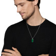 Chevron Tag in Sterling Silver with Malachite, 27mm