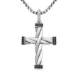 DY Helios™ Cross Pendant in Sterling Silver with Black Diamonds, 48mm