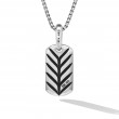 Chevron Tag in Sterling Silver with Black Onyx, 21mm