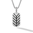Chevron Tag in Sterling Silver with Malachite, 21mm
