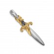 Waves Dagger Amulet in Sterling Silver with 18K Yellow Gold, 31mm