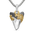 Waves Shark Tooth Amulet in Sterling Silver with 18K Yellow Gold, 25mm