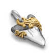 Waves Shark Tooth Amulet in Sterling Silver with 18K Yellow Gold, 25mm