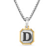 D Initial Amulet in Sterling Silver with 14K Yellow Gold, 17mm