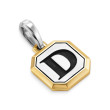 D Initial Amulet in Sterling Silver with 14K Yellow Gold, 17mm