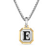 E Initial Amulet in Sterling Silver with 14K Yellow Gold, 17mm