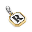 R Initial Amulet in Sterling Silver with 14K Yellow Gold, 17mm