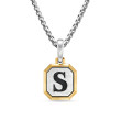 S Initial Amulet in Sterling Silver with 14K Yellow Gold, 17mm