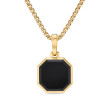 Faceted Stone Amulet in 18K Yellow Gold with Black Onyx, 16mm
