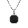 Faceted Stone Amulet in Sterling Silver with Black Onyx, 16mm