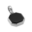 Faceted Stone Amulet in Sterling Silver with Black Onyx, 16mm