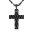 Chevron Cross Pendant in Black Titanium, 36mm