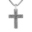 Chevron Cross Pendant in Sterling Silver, 36mm