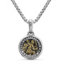 St. Christopher Amulet in Sterling Silver with 14K Yellow Gold, 21.2mm
