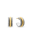Cable Collectibles® Huggie Hoop Earrings in Sterling Silver with 14K Yellow Gold