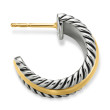 Cable Collectibles® Huggie Hoop Earrings in Sterling Silver with 14K Yellow Gold