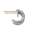 Cable Collectibles® Huggie Hoop Earrings in Sterling Silver with Pave Diamonds