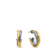 Crossover Hoop Earrings in Sterling Silver with 18K Yellow Gold