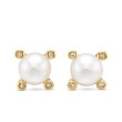 Pearl Stud Earrings in 18K Yellow Gold with Pearls and Diamonds, 7.4mm
