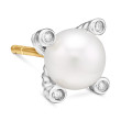 Cable Pearl Stud Earrings in Sterling Silver with Diamonds