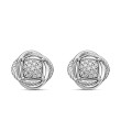 Infinity Stud Earrings in Sterling Silver with Diamonds, 13mm