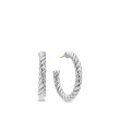 Sculpted Cable Hoop Earrings in Sterling Silver