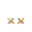 Petite X Stud Earrings in Sterling Silver with 18K Yellow Gold, 7.5mm