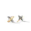 Petite X Stud Earrings in Sterling Silver with 18K Yellow Gold, 7.5mm